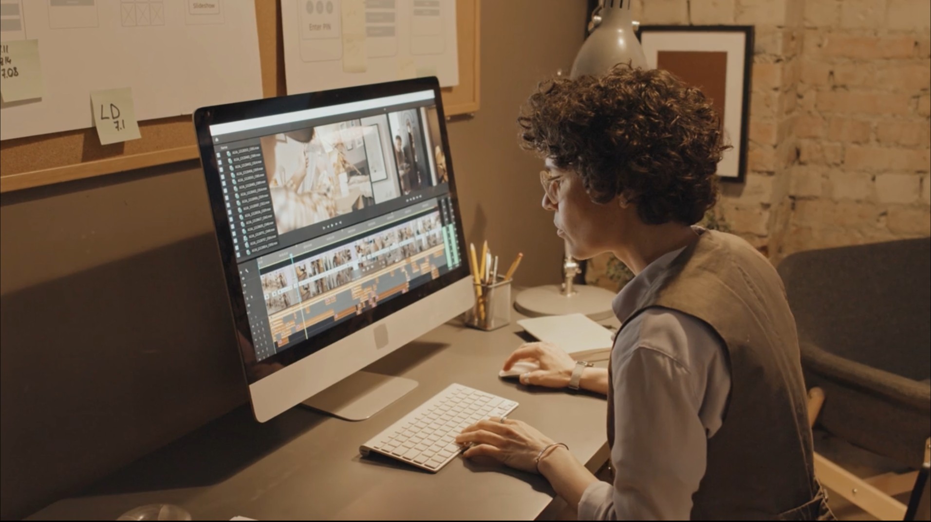 Creative Content Design Focused young woman editing content on a laptop, symbolizing behind-the-scenes of personalized social media branding services.